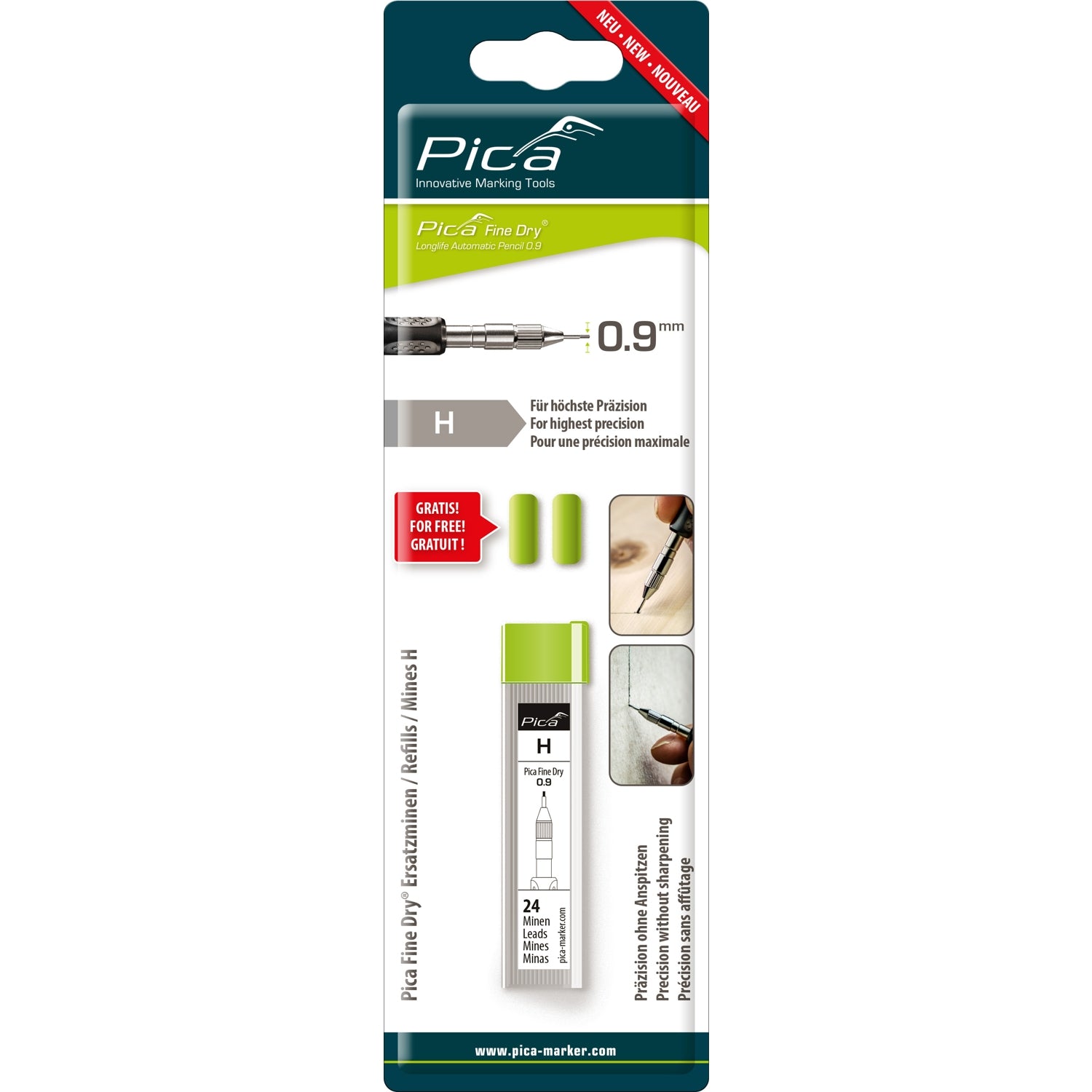 Pica Fine Dry 7050/SB Graphite Lead H SB, 0.9