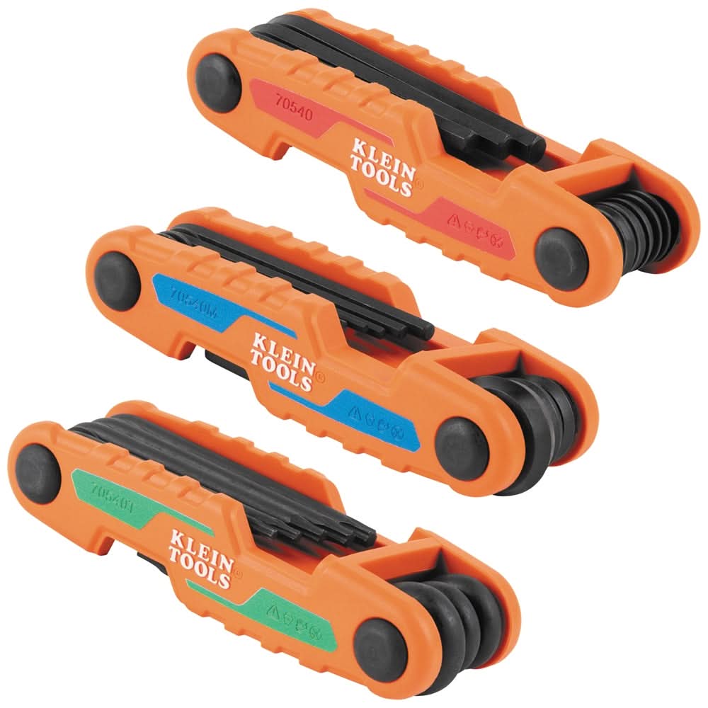 Mini Tool Key Klein Tools 70543 3-Piece Compact Folding Hex Key Set, 25-Key, SAE, Me ...