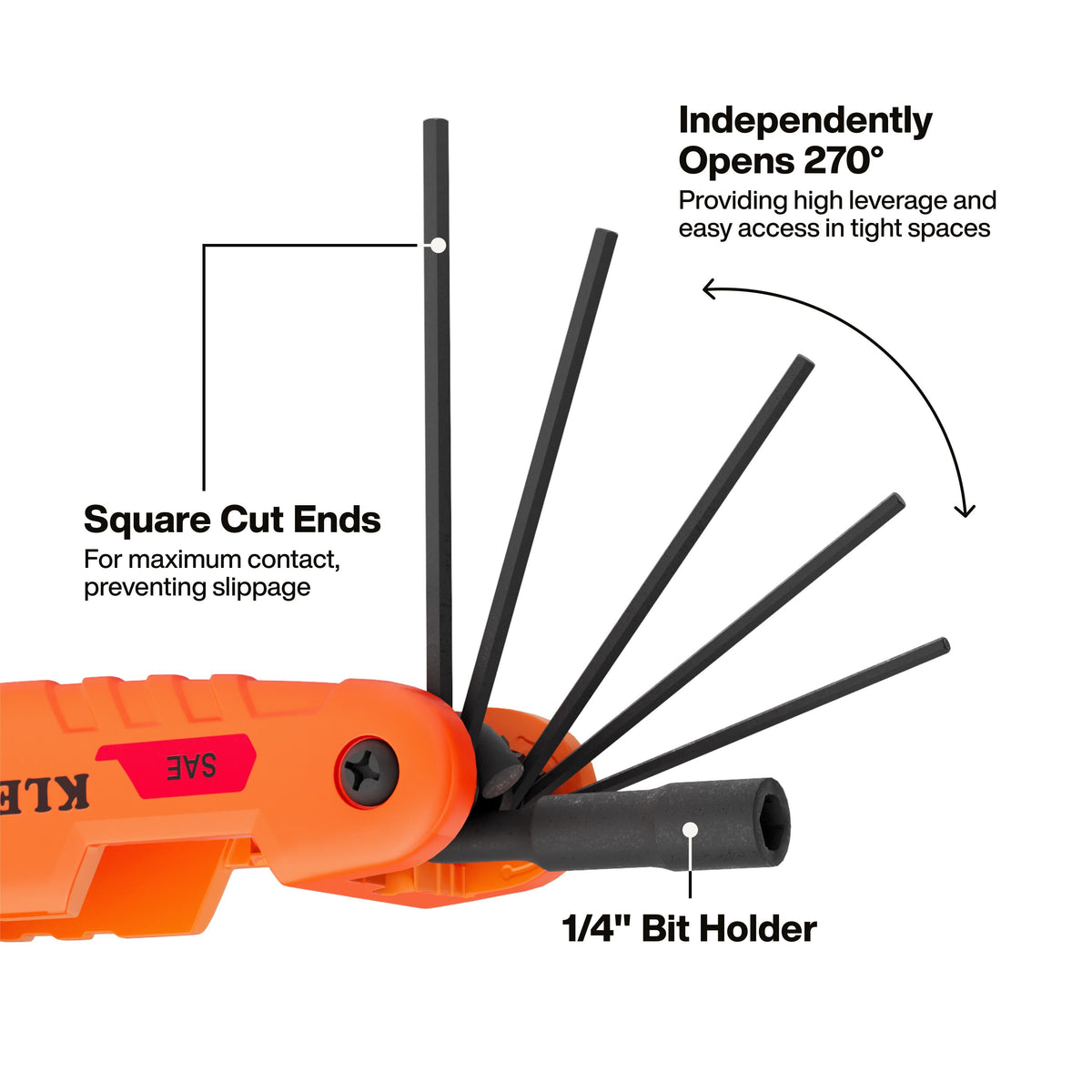 Klein Tools 70550HD color-coded hex bit sizes