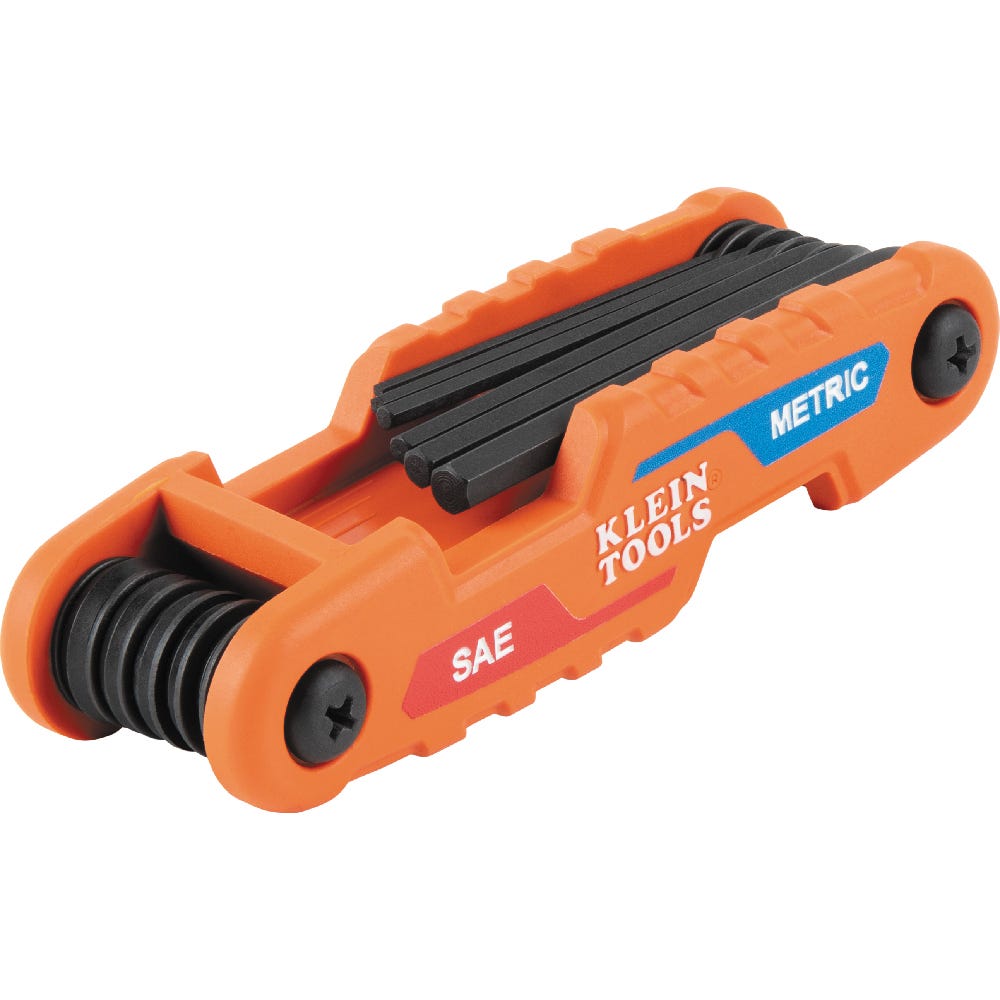Klein Tools 70590 Compact Folding Hex Key Set, 12-Key, SAE, Metric Sizes