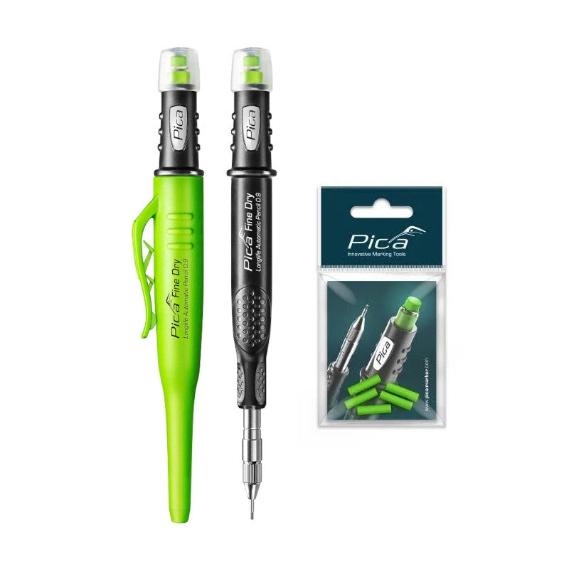 Pica Fine Dry Longlife Automatic Pencil, 0.9 w/ Replacement Erasers