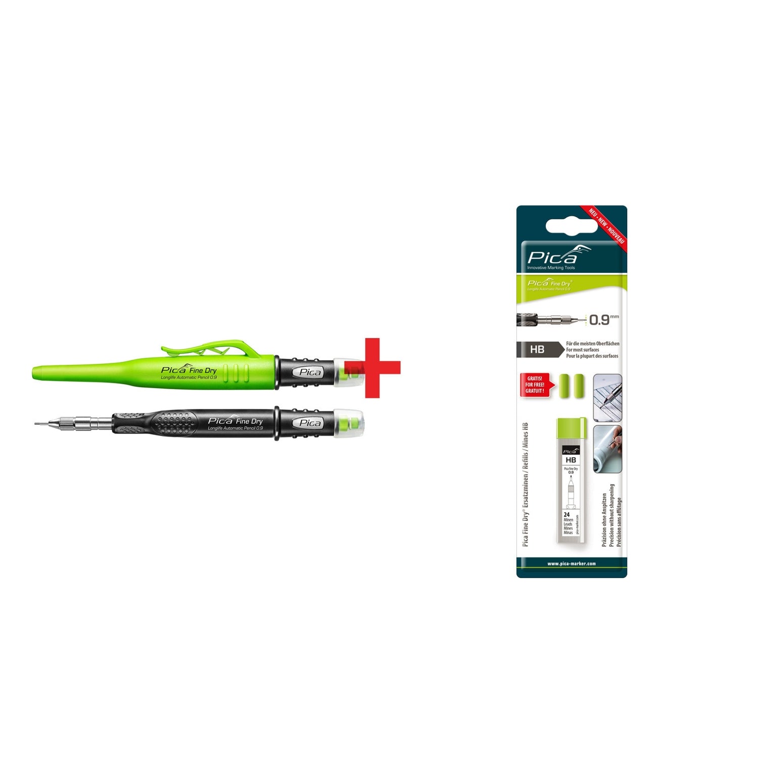 Pica Fine Dry Longlife Automatic Pencil, 0.9 with Graphite Lead HB SB