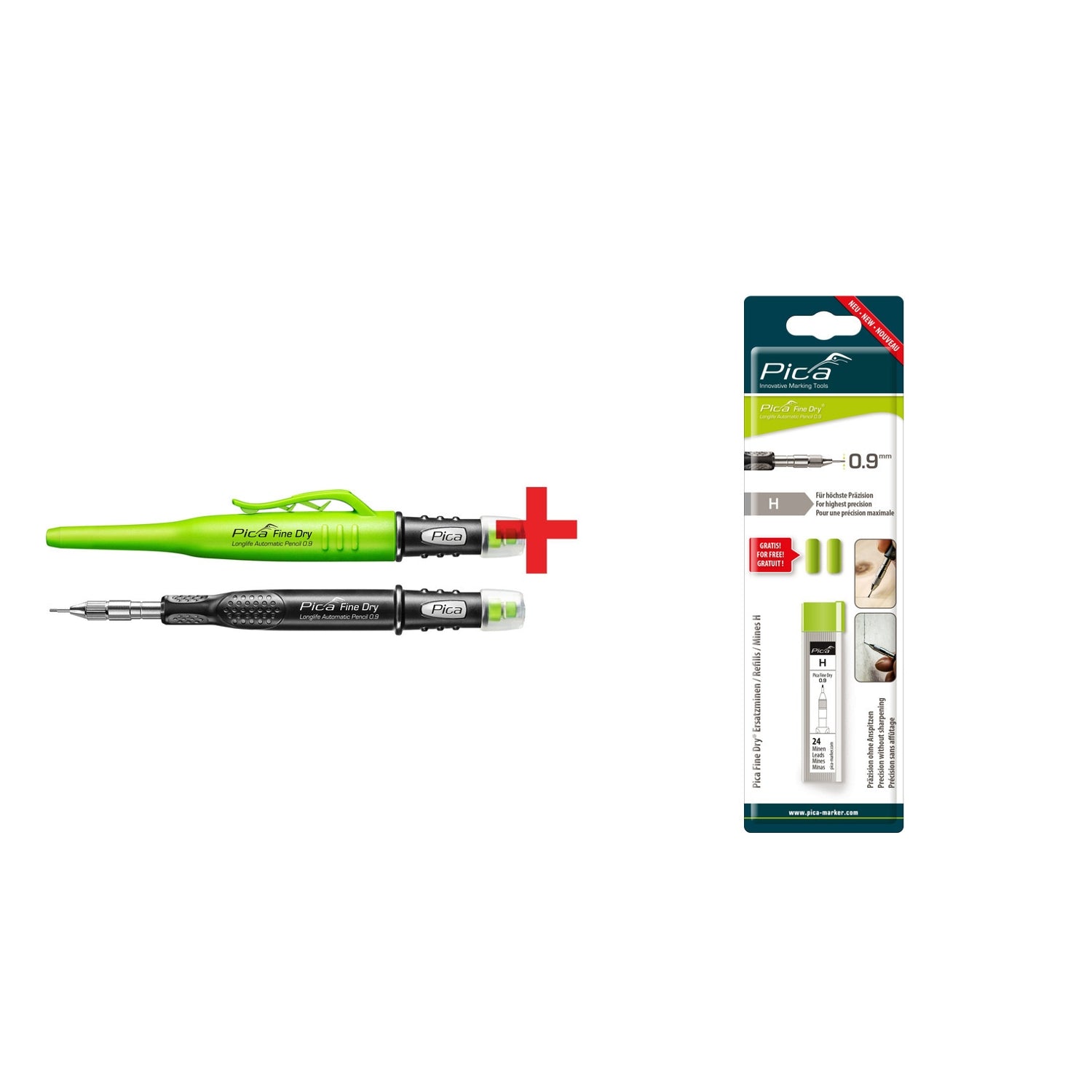 Pica Fine Dry Longlife Automatic Pencil, 0.9 with Graphite Lead H SB