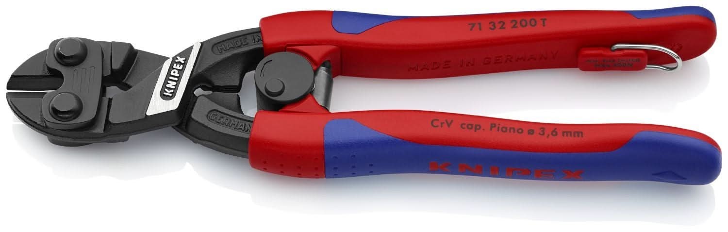 Knipex 71 32 200 T BKA CoBolt High Leverage Compact Bolt Cutter-Notched Blade-Tethered Attachment
