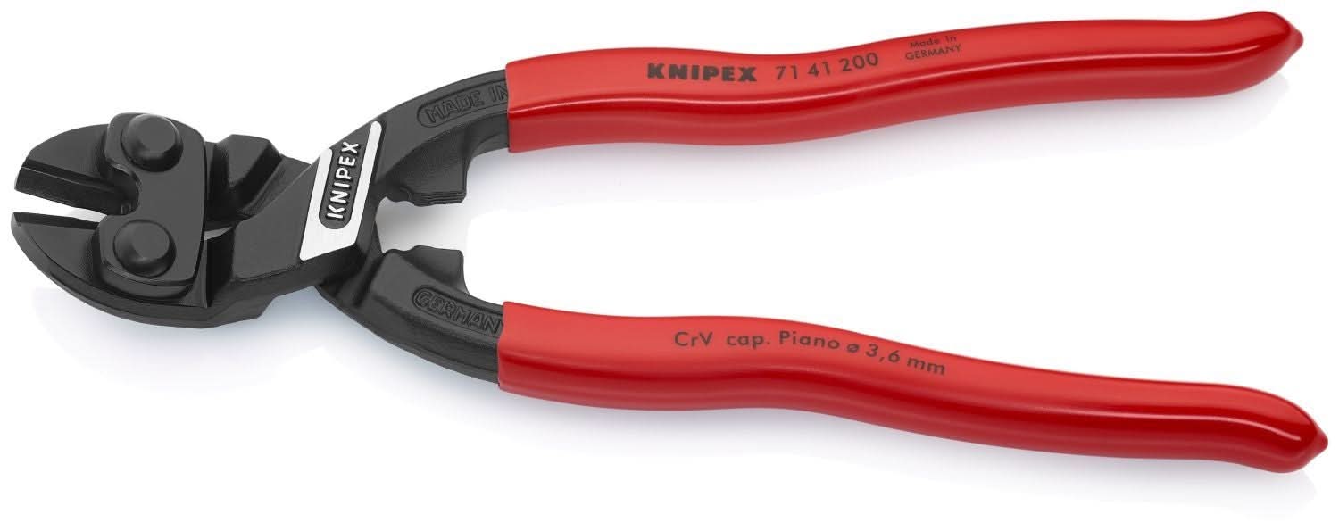 Knipex 71 41 200 CoBolt High Leverage 20&deg; Angled Compact Bolt Cutters-Notched Blade