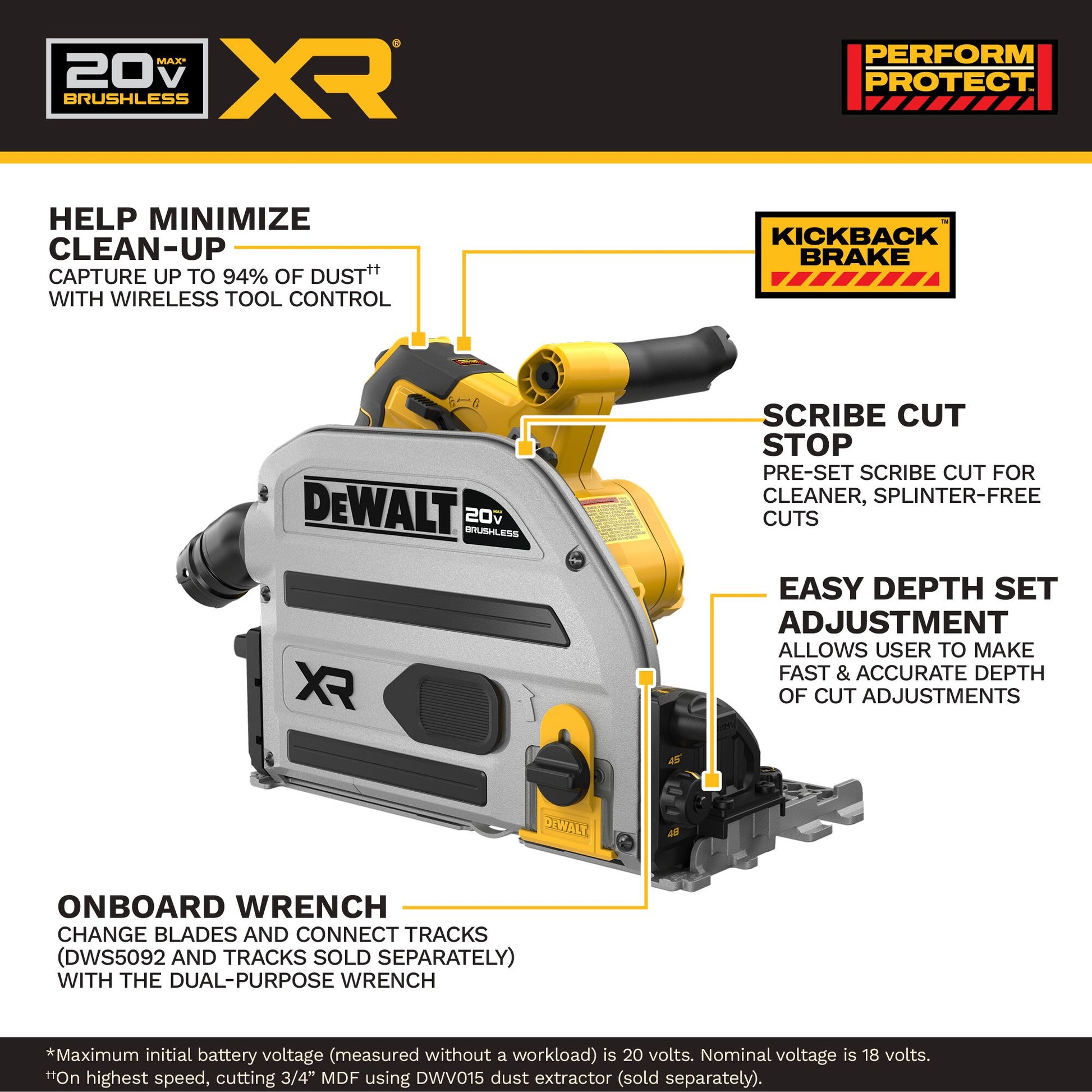 DEWALT 20V XR 6-1/2-in Track Saw (Tool-Only)