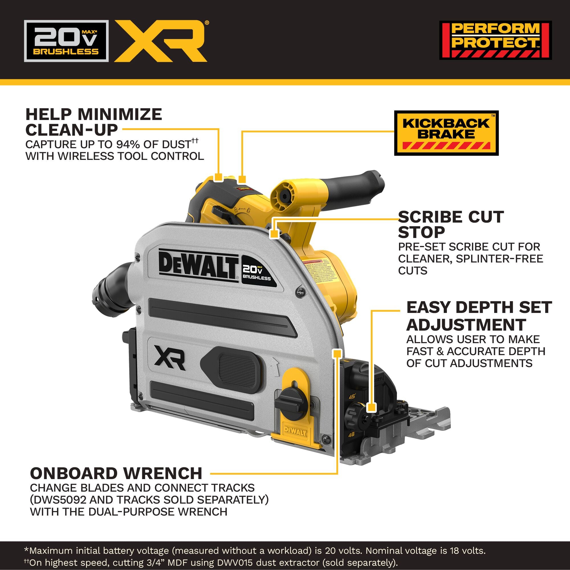 DEWALT 20V XR 6-1/2-in Track Saw (Tool-Only)