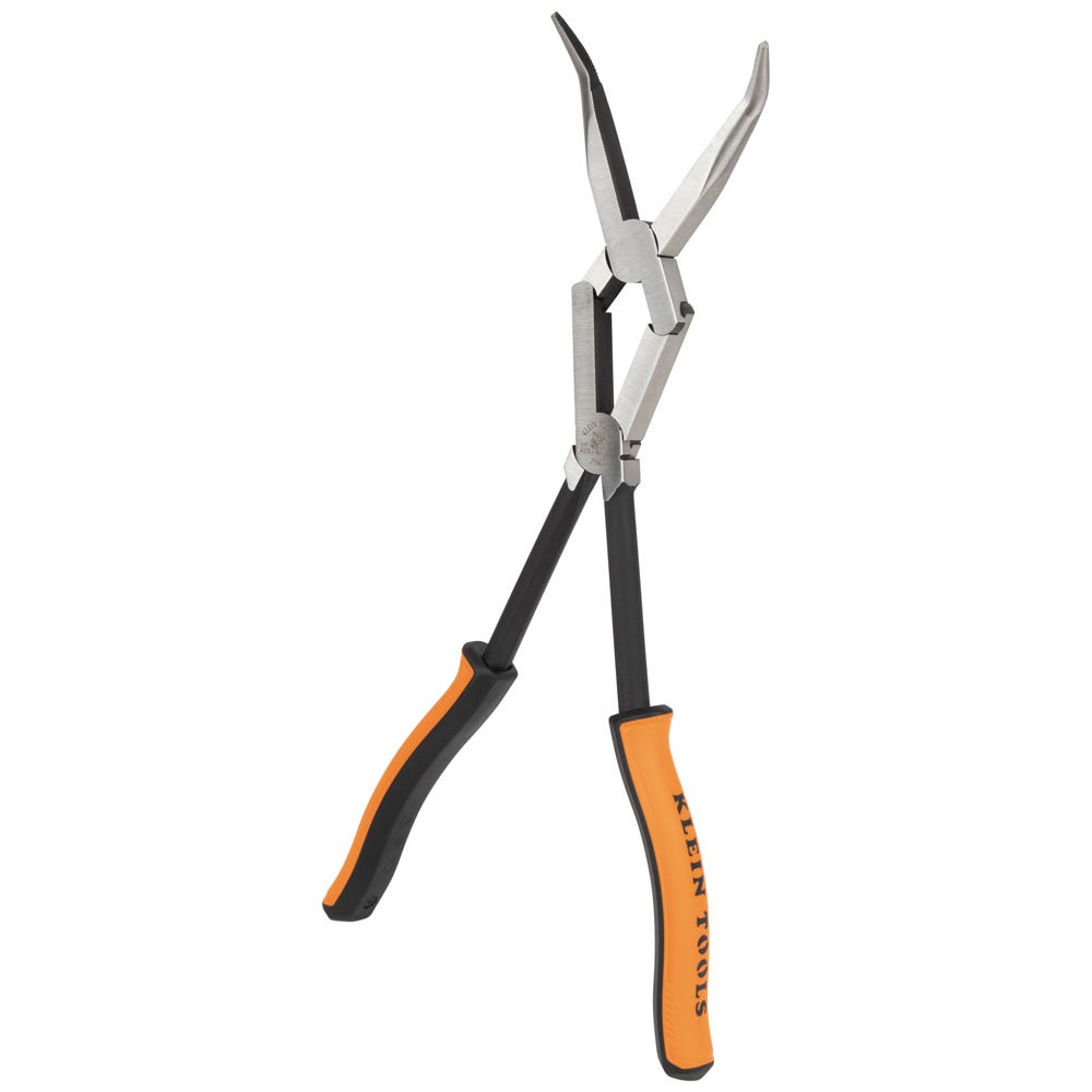 Klein Tools 71401 Pliers, Long Reach Needle Nose Pliers, Bent Nose, 13 in.