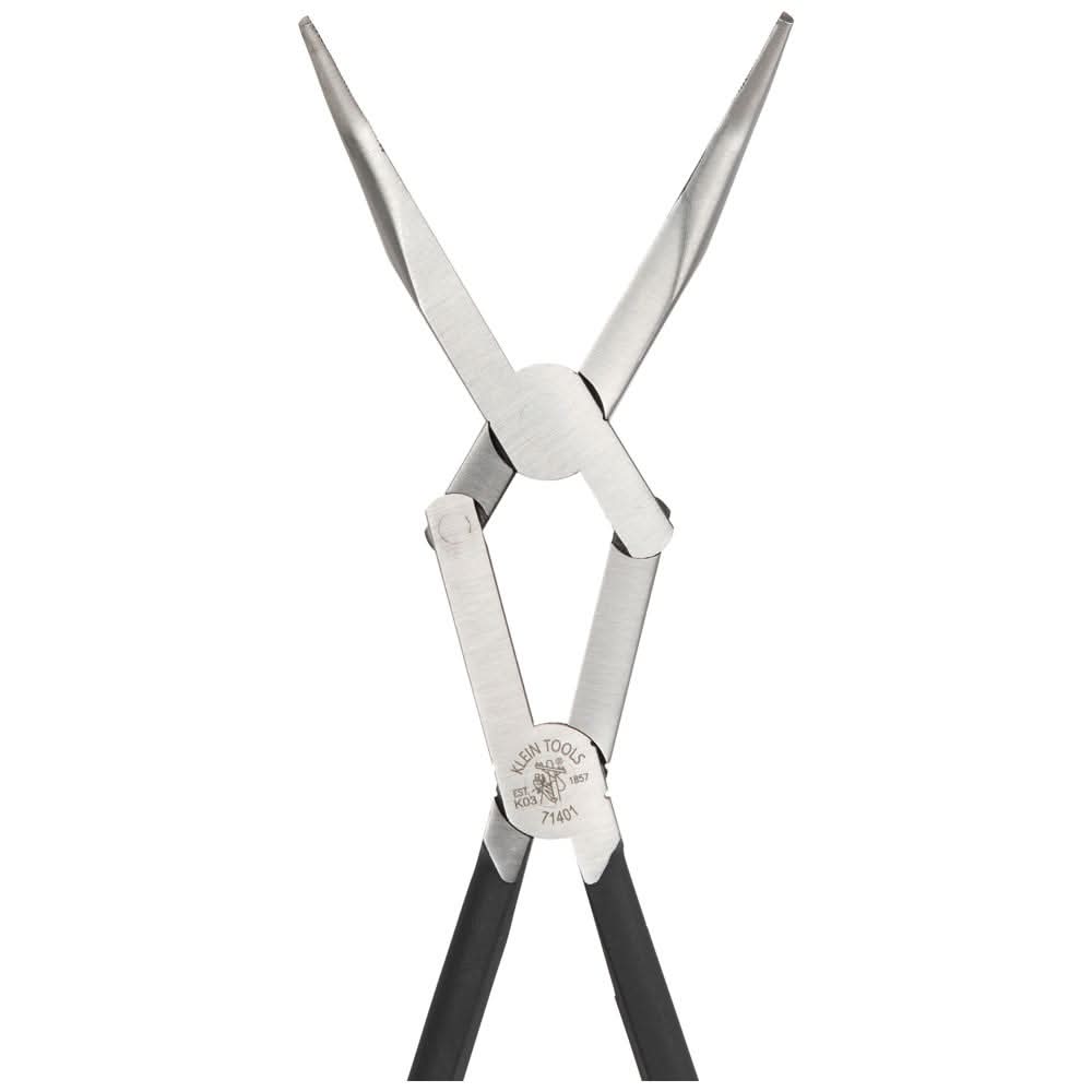 Klein Tools 71401 Pliers, Long Reach Needle Nose Pliers, Bent Nose