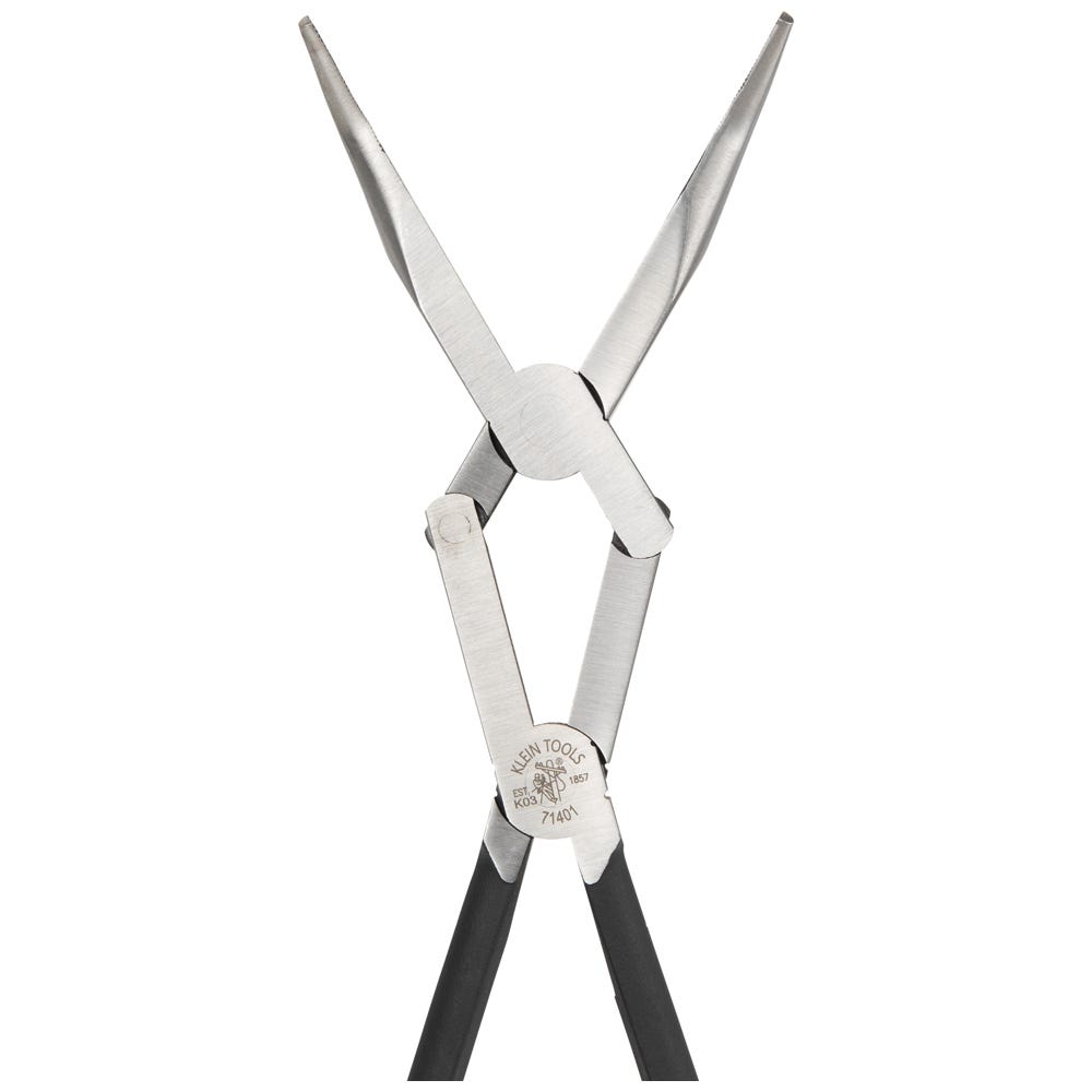 Klein Tools 71401 Pliers, Long Reach Needle Nose Pliers, Bent Nose, 13 in.
