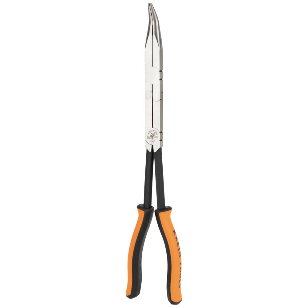 Klein Tools 71401 Pliers, Long Reach Needle Nose Pliers, Bent Nose