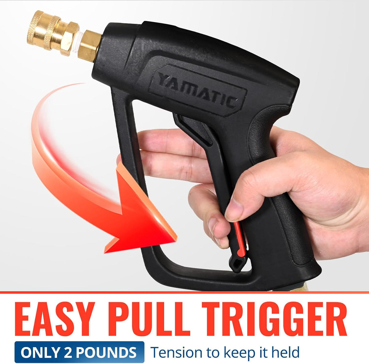 Yamatic A001KM 4000 PSI pressure washer gun and extension wand kit easy pull trigger detail