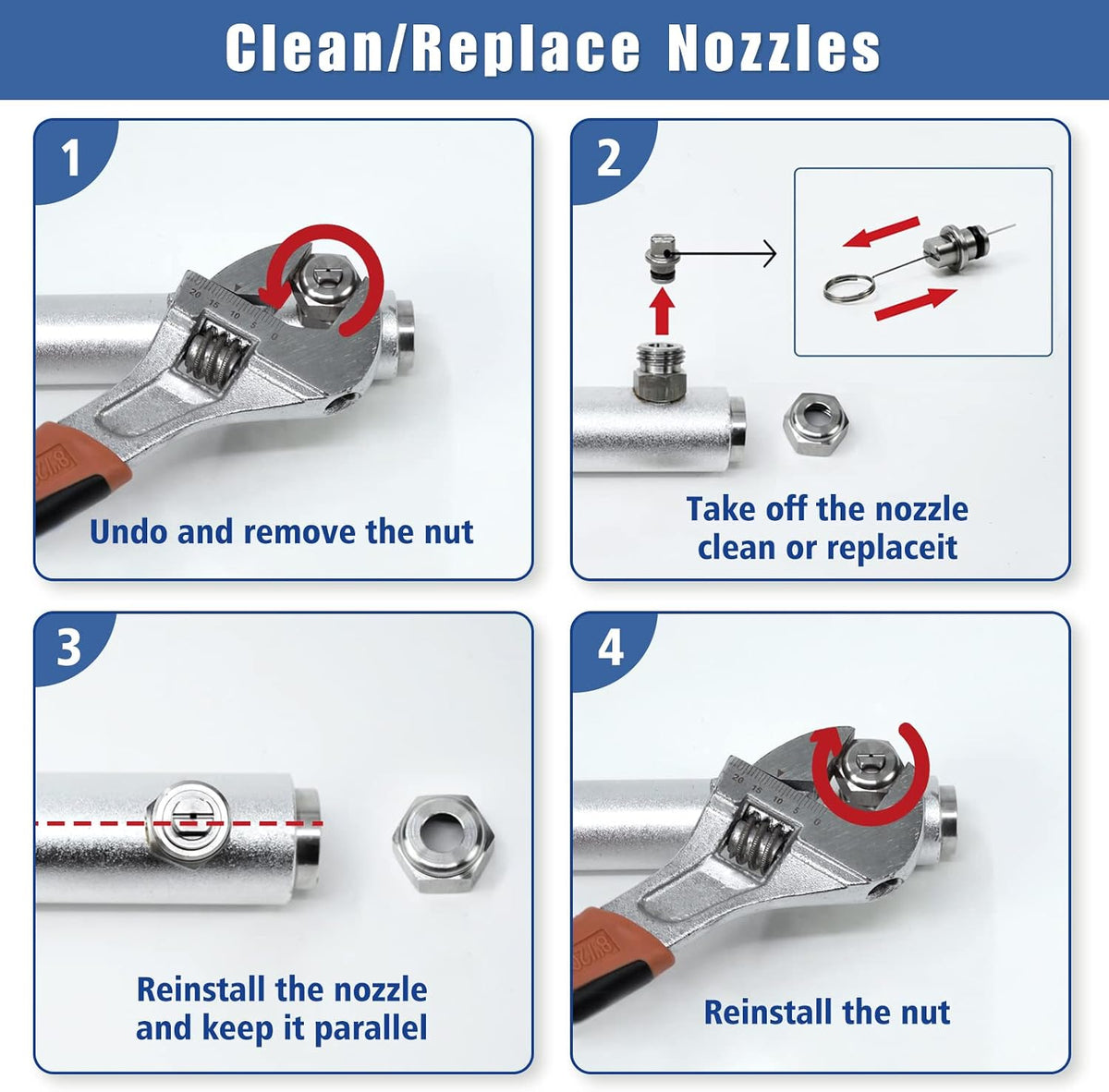 Janz 18-inch pressure washer surface cleaner with wheels nozzle cleaning and replacement