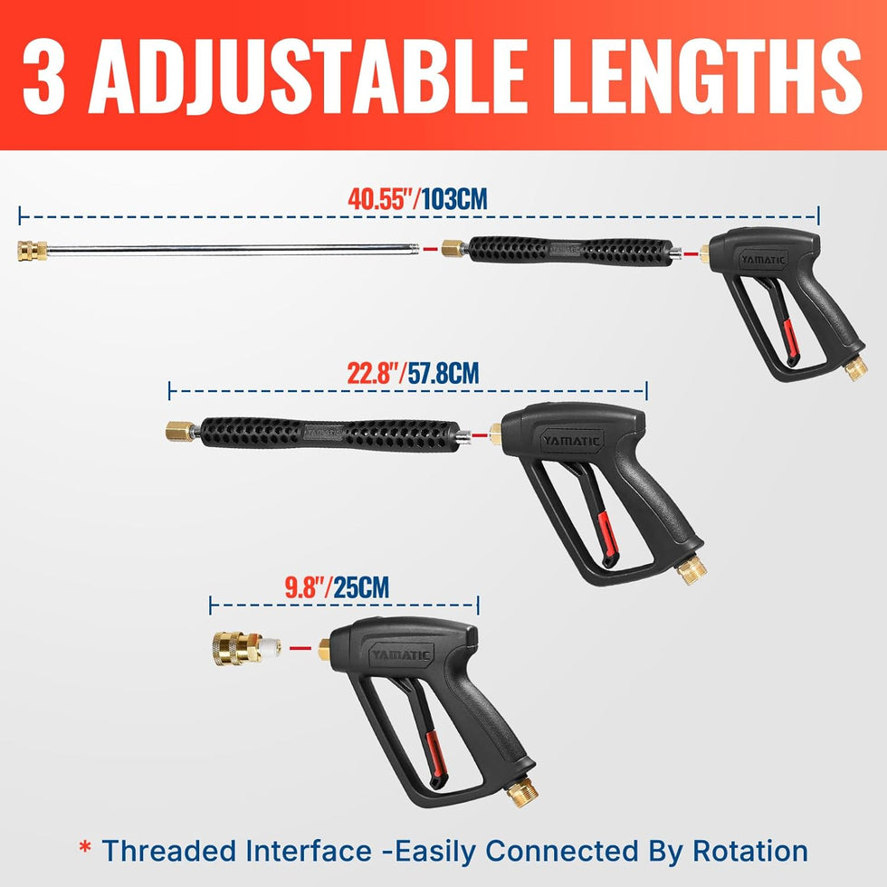Yamatic 4000 PSI Pressure Washer Gun & Extension Wand Kit w/ 5 Nozzle ...