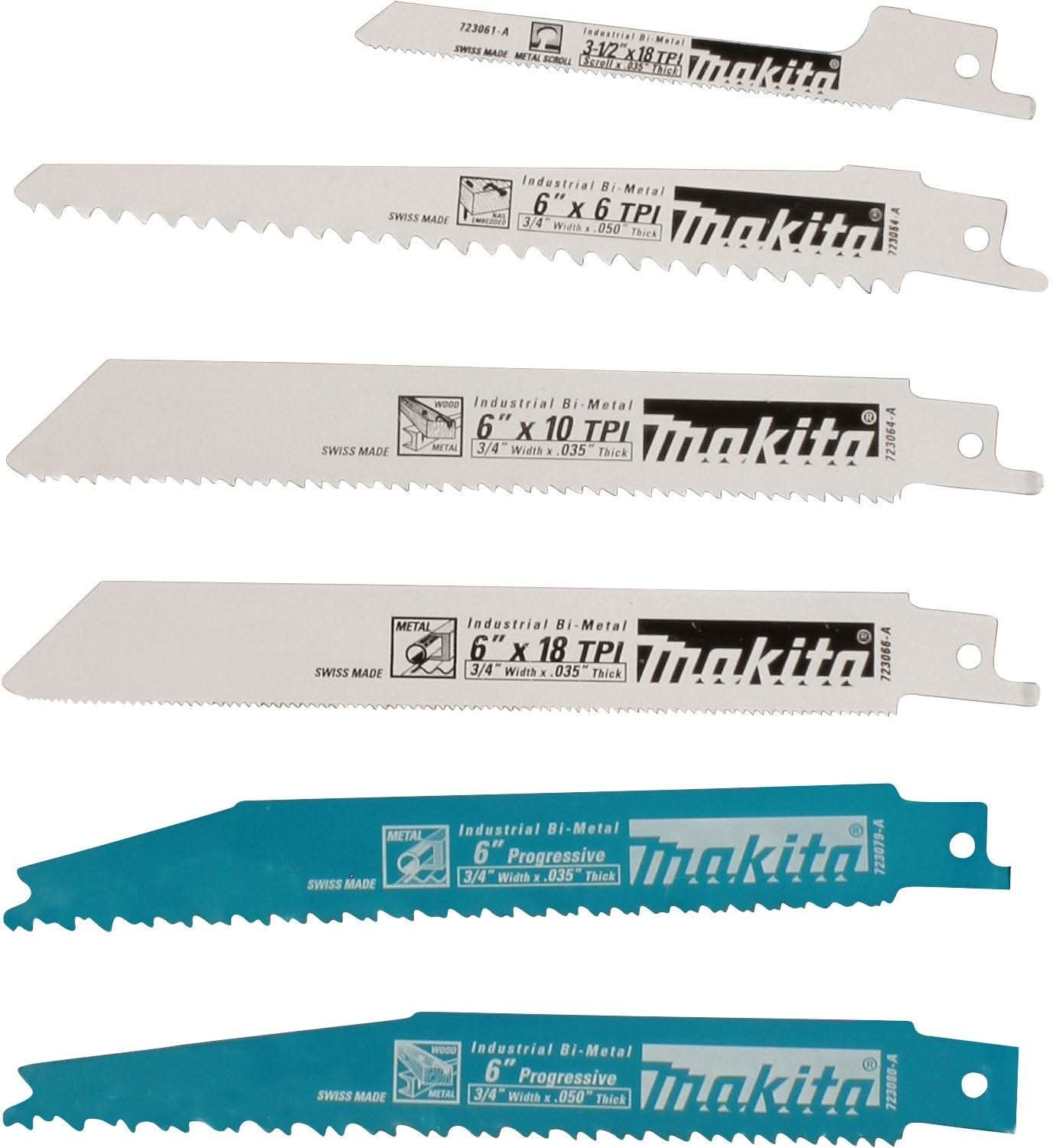 Makita 75 Pc. Metric Drill & Screw Bit Set with 6 Pc. Recip Blade Assortment Pack and 6-1/2" 24T Carbide-Tipped Circular Saw Blade