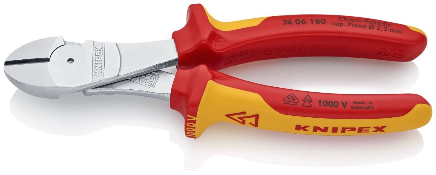 Knipex 74 06 180 High Leverage Diagonal Cutters-1000V Insulated