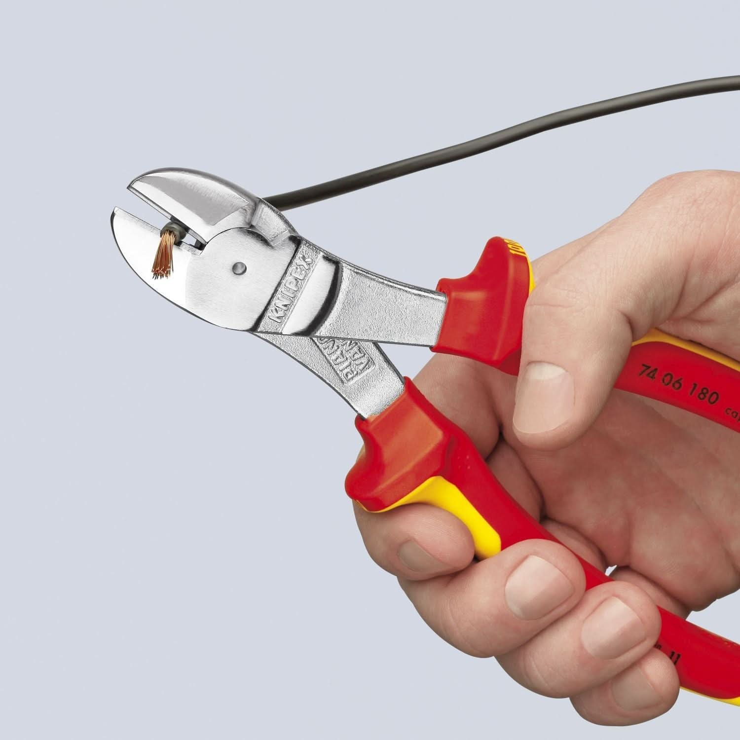 Knipex 74 06 180 High Leverage Diagonal Cutters-1000V Insulated