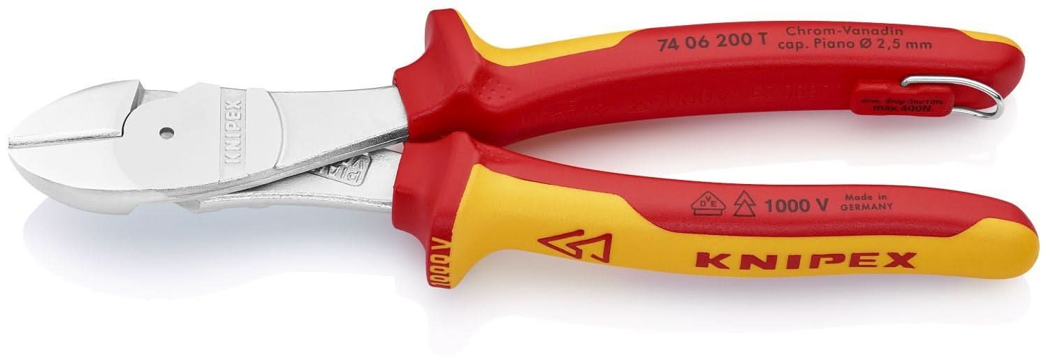 Knipex 74 06 200 T High Leverage Diagonal Cutters-1000V Insulated-Tethered Attachment