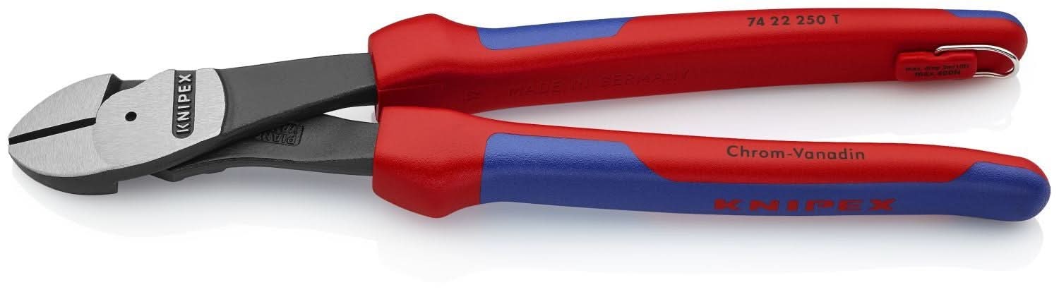 Knipex 74 22 250 T BKA High Leverage 12&deg; Angled Diagonal Cutters-Tethered Attachment