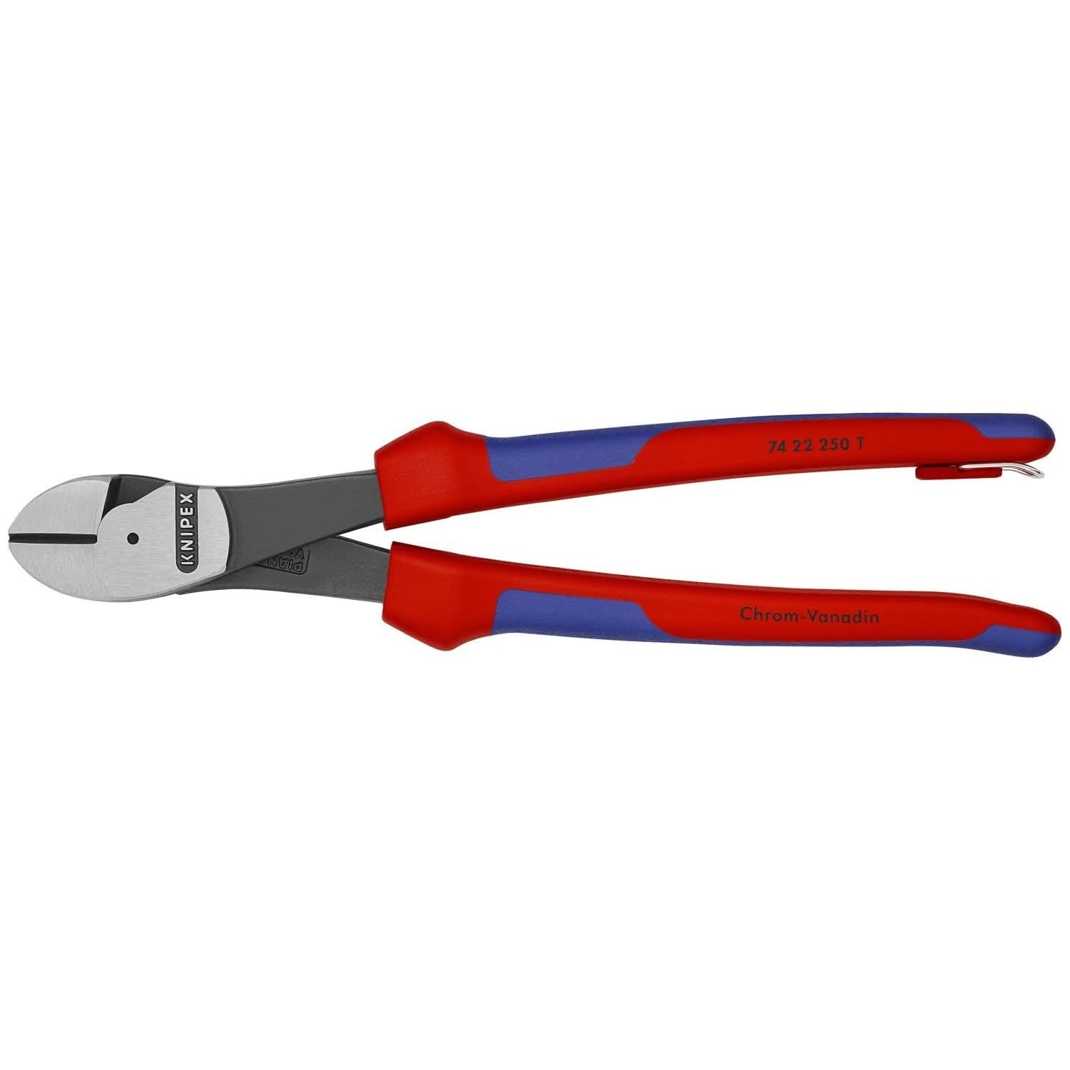 Knipex 74 22 250 T BKA High Leverage 12&deg; Angled Diagonal Cutters-Tethered Attachment