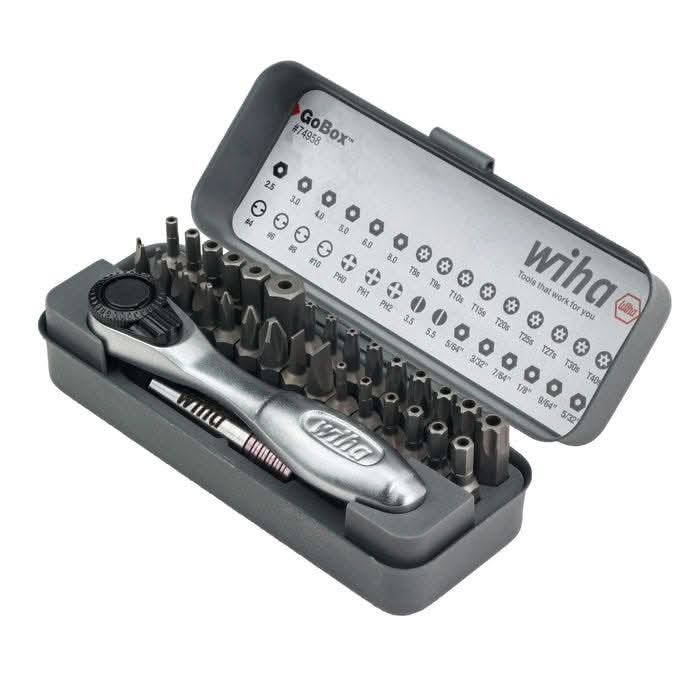 Wiha 74958 32-Piece GoBox Security Bit Set w/ Mini Ratchet – Tool Nut