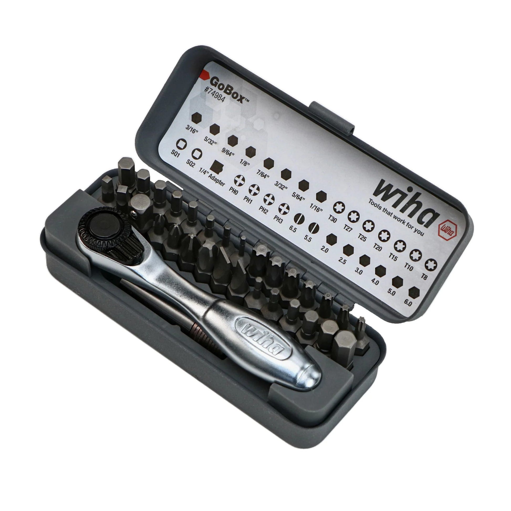 Wiha 74984 32-Piece GoBox Standard Bit Set w/ Mini Ratchet