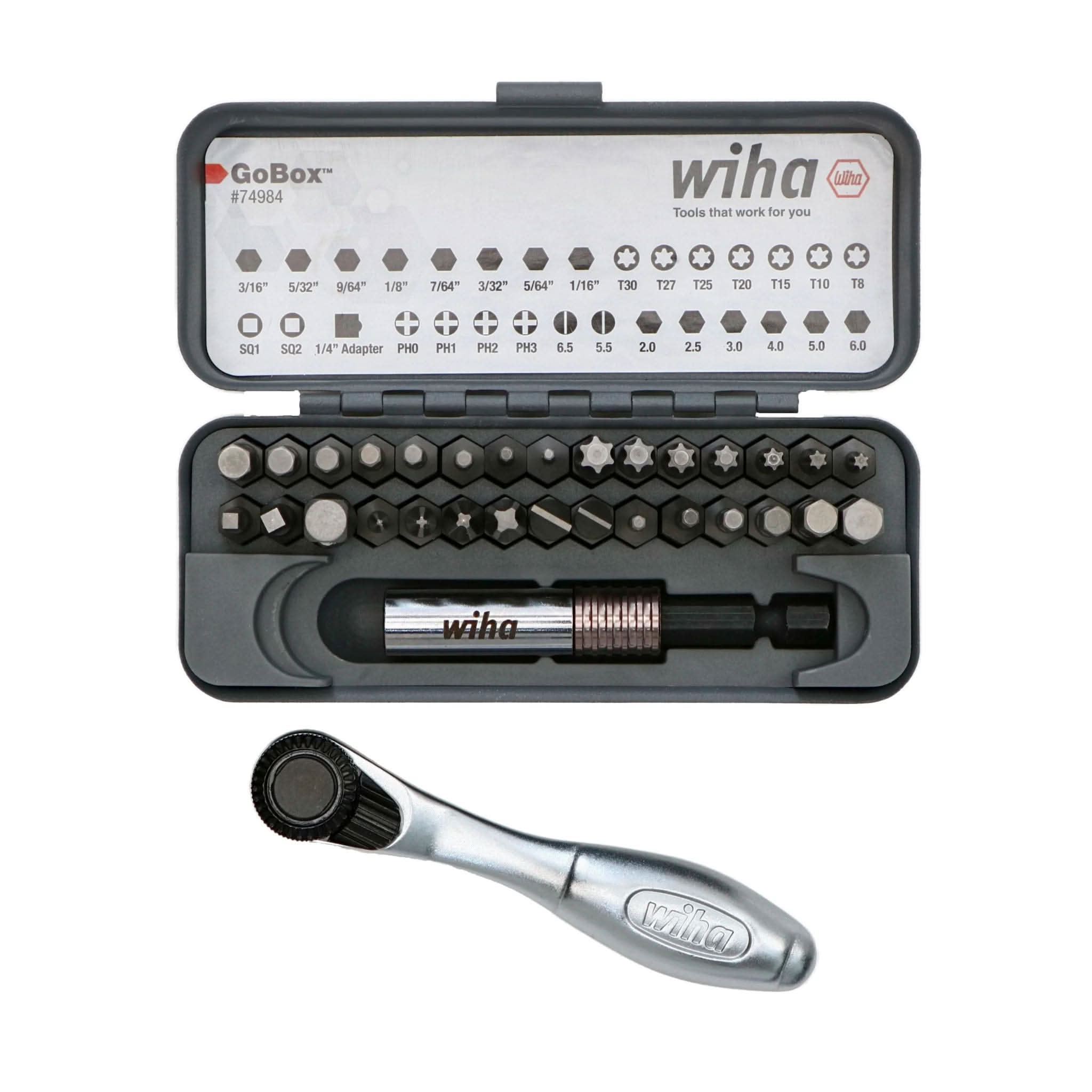 Wiha 74984 32-Piece GoBox Standard Bit Set w/ Mini Ratchet – Tool Nut