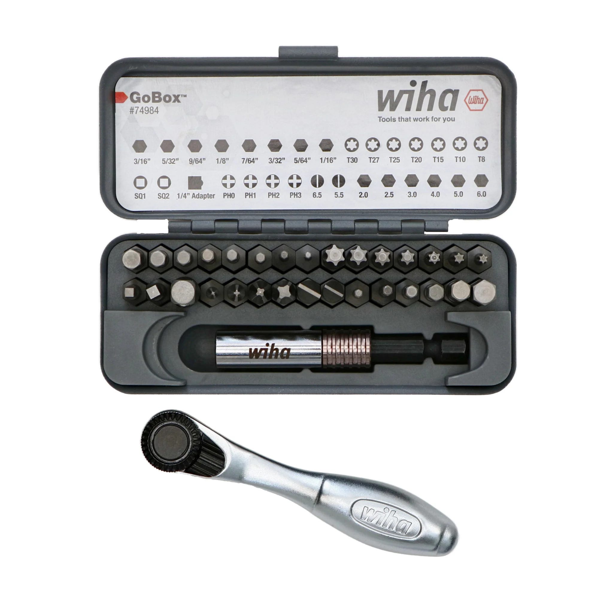 Wiha 74984 32-Piece GoBox Standard Bit Set w/ Mini Ratchet