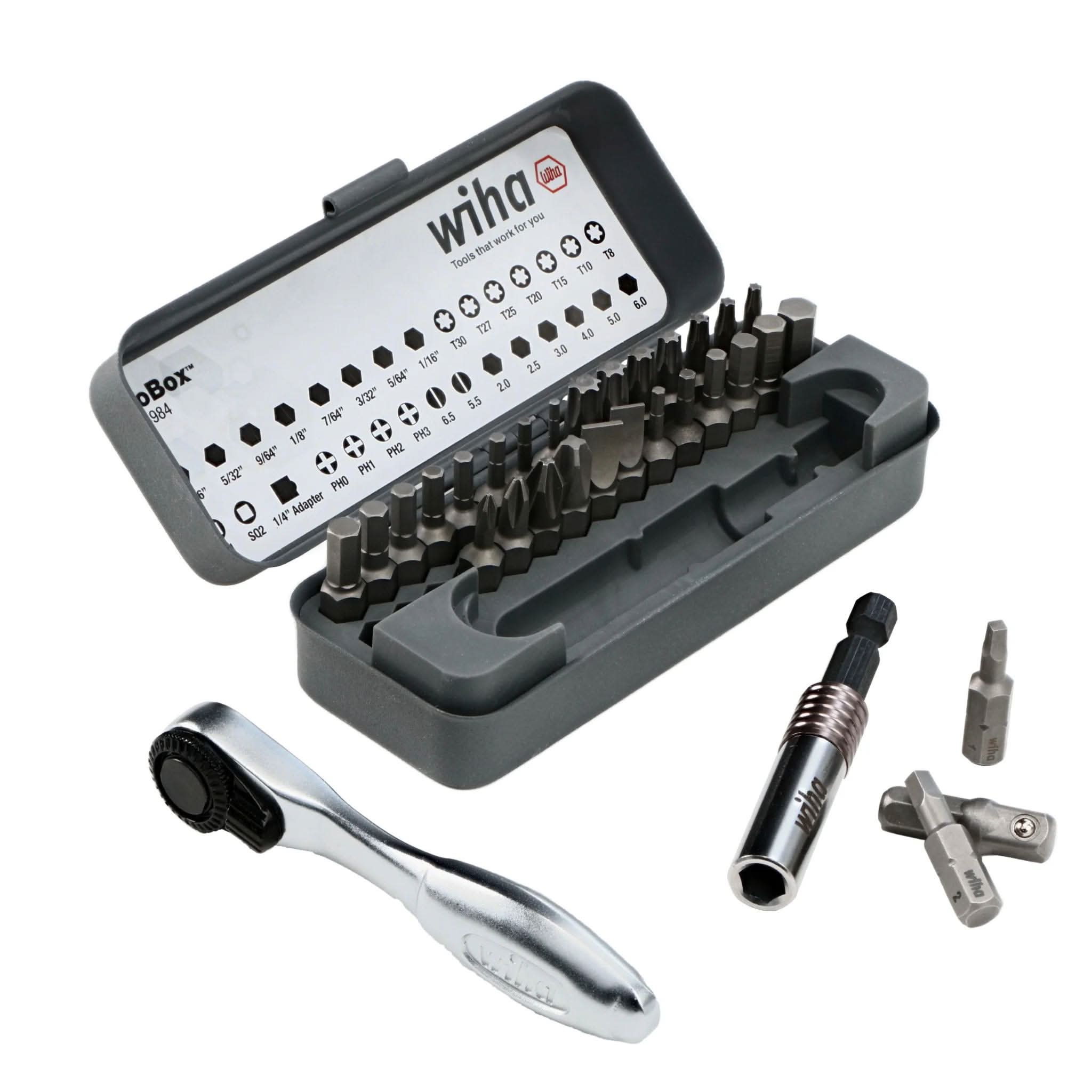 Wiha 74984 32-Piece GoBox Standard Bit Set w/ Mini Ratchet – Tool Nut