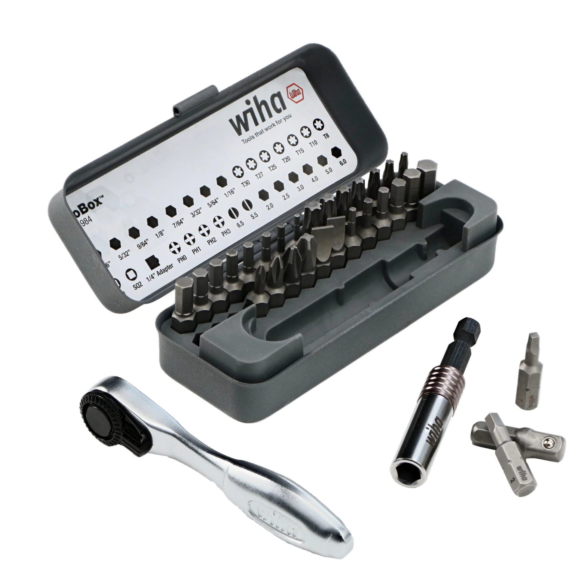 Wiha 74984 32-Piece GoBox Standard Bit Set w/ Mini Ratchet