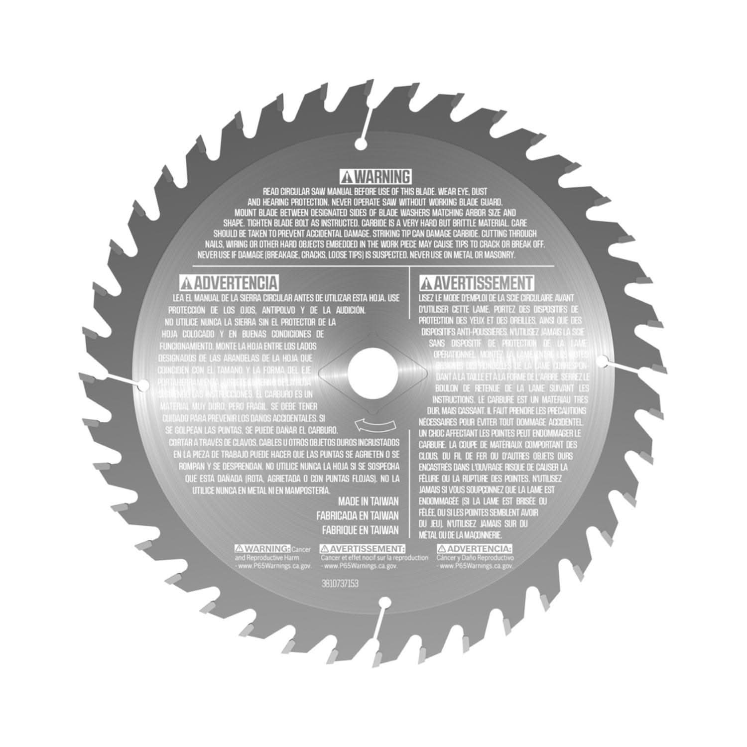 SKIL 75740B10 SKIL 75740B10 7-1/4 In. 40-Tooth Carbide Finish Circular Saw Blade