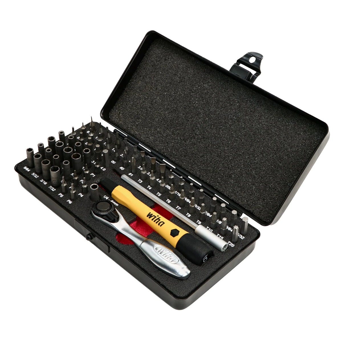 Wiha 75965 Master Tech 65 Piece Set - ESD Handle, Mini Ratchet and MicroBits In Metal Storage Box