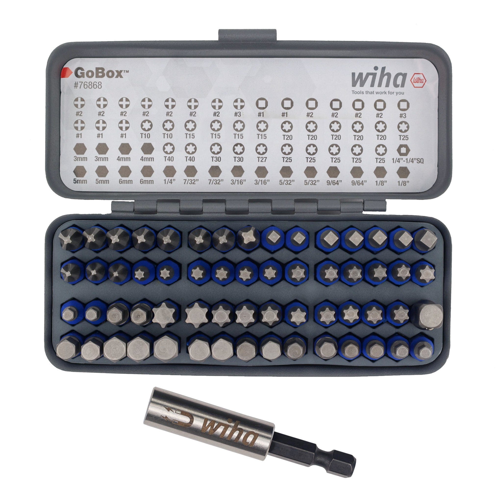 Wiha 76868 61-Piece TerminatorBlue GoBox Bit Set