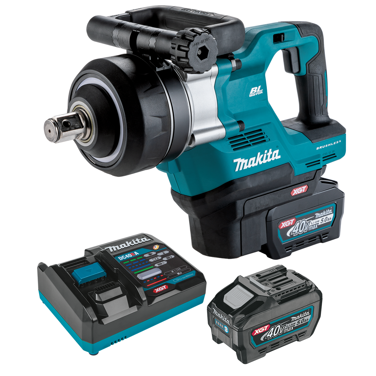 Makita 40V max XGT Brushless 4-Speed High-Torque 1-in. Sq. Drive D-Handle Short Anvil Impact Wrench w/ Friction Ring (GWT09T) - kit contents 1
