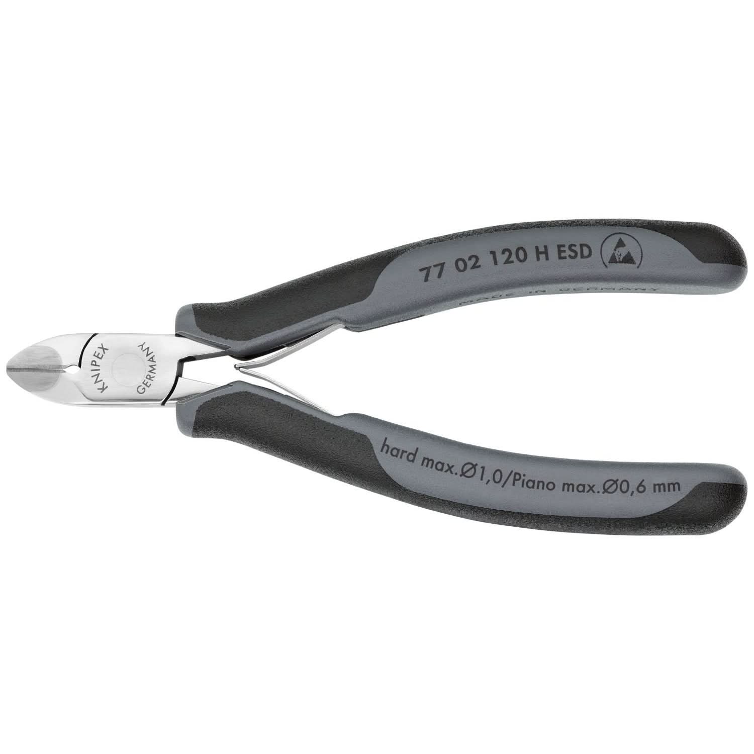 Knipex 77 02 120 H ESD Electronics Diagonal Cutters-Carbide Metal Cutting Edges-ESD Handles
