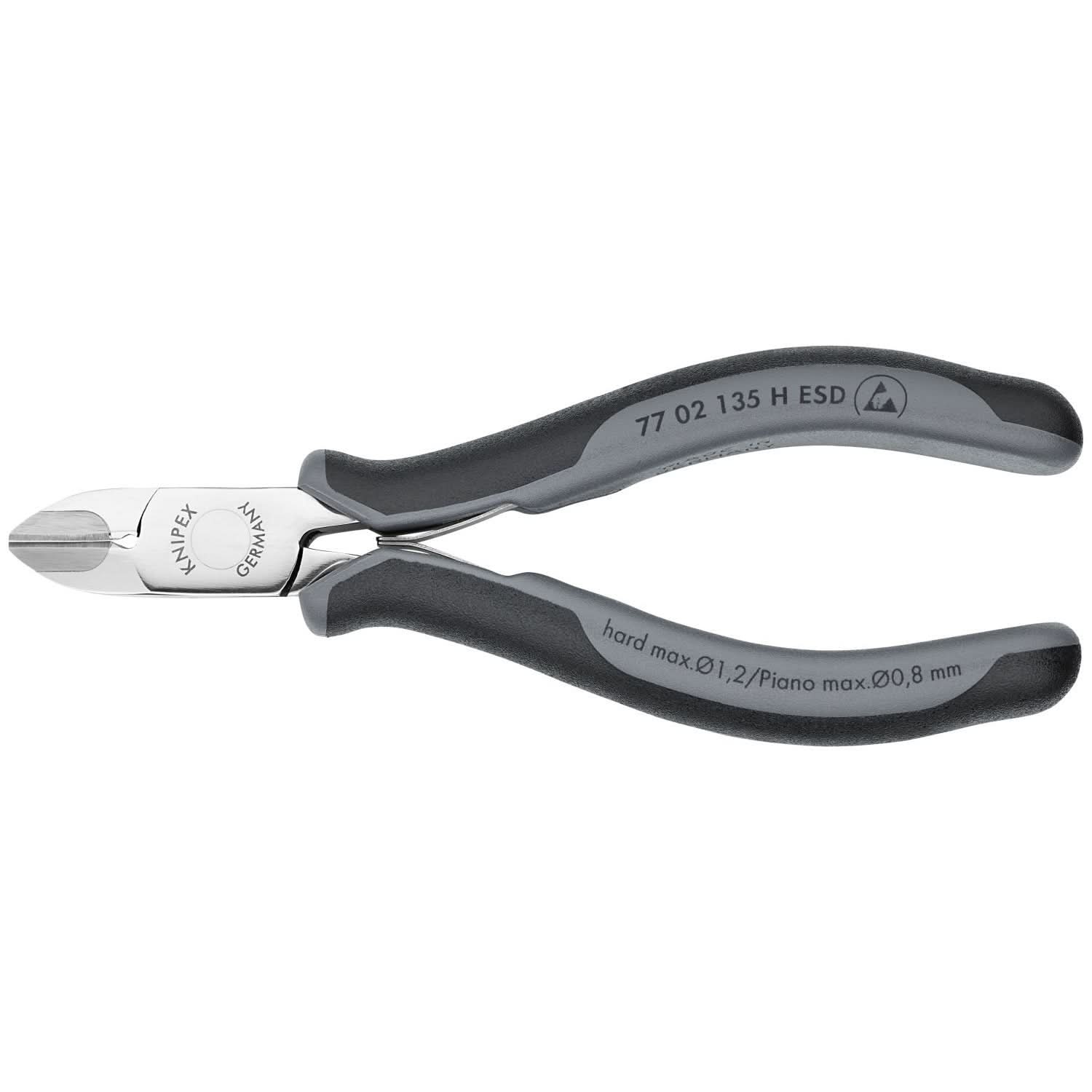 Knipex 77 02 135 H ESD Electronics Diagonal Cutters-Carbide Metal Cutting Edges-ESD Handles