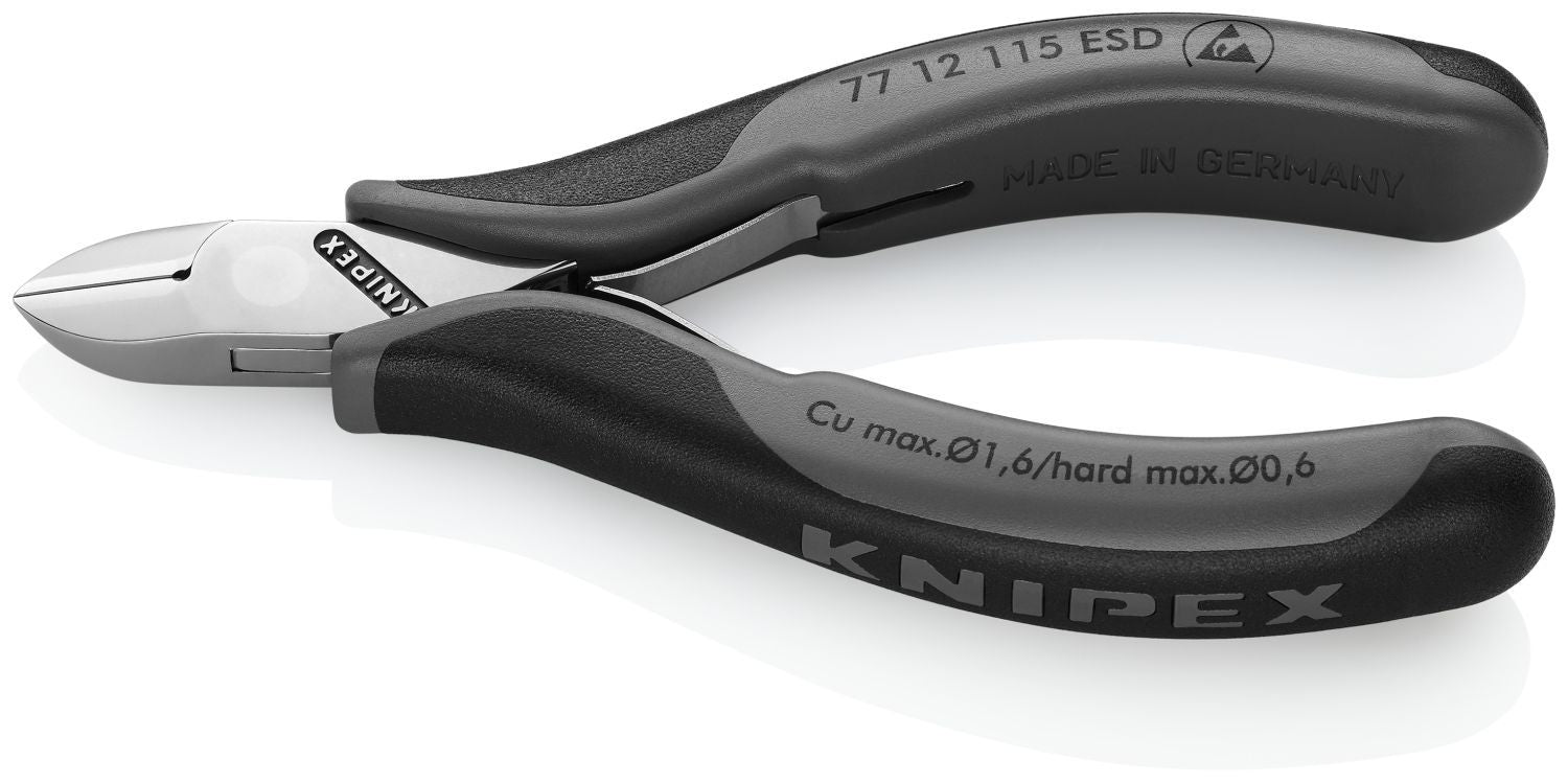 Knipex 77 12 115 ESD Electronics Diagonal Cutters-ESD Handles