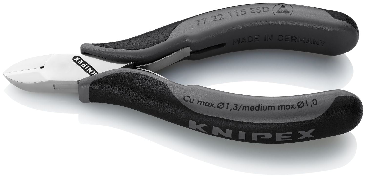 Knipex 77 22 115 ESD Electronics Diagonal Cutters-ESD Handles