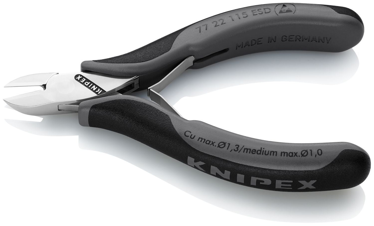 Knipex 77 22 115 ESD Electronics Diagonal Cutters-ESD Handles