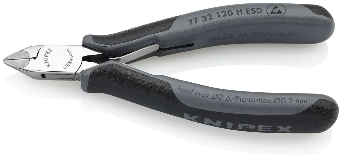 Knipex 77 32 120 H ESD Electronics Diagonal Cutters-Carbide Metal Cutting Edges-ESD Handles