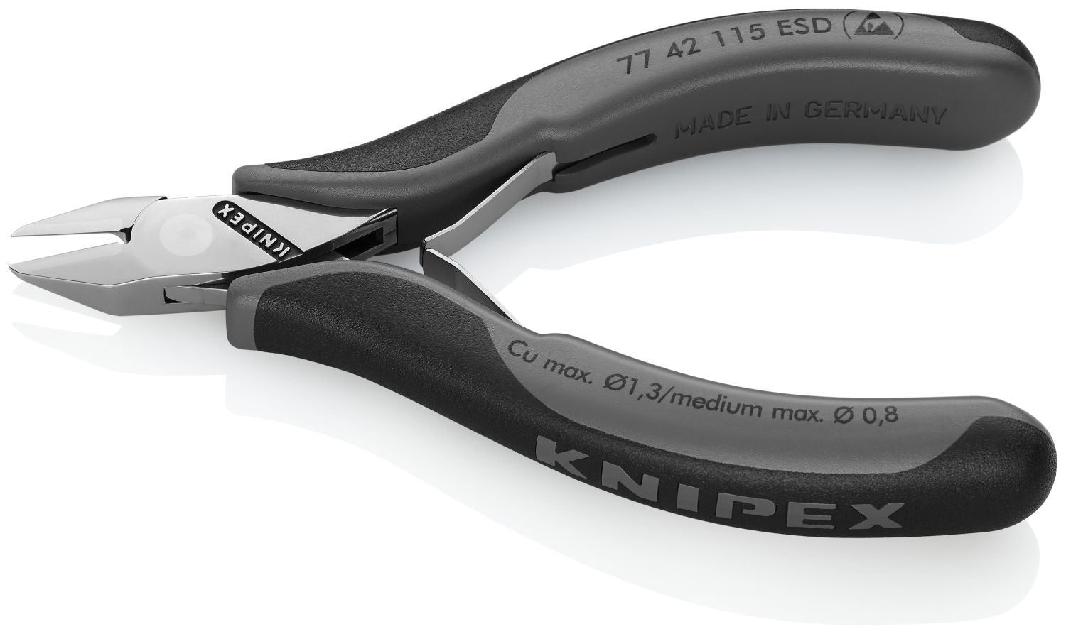 Knipex 77 42 115 ESD Electronics Diagonal Cutters-ESD Handles