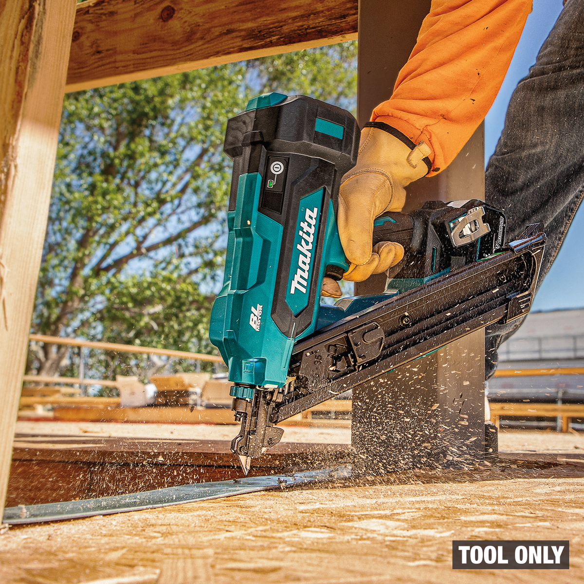 Makita 18V LXT Brushless 2-1/2-in. Positive Placement Metal Connector Nailer (XNB09Z) - in use on the job 4