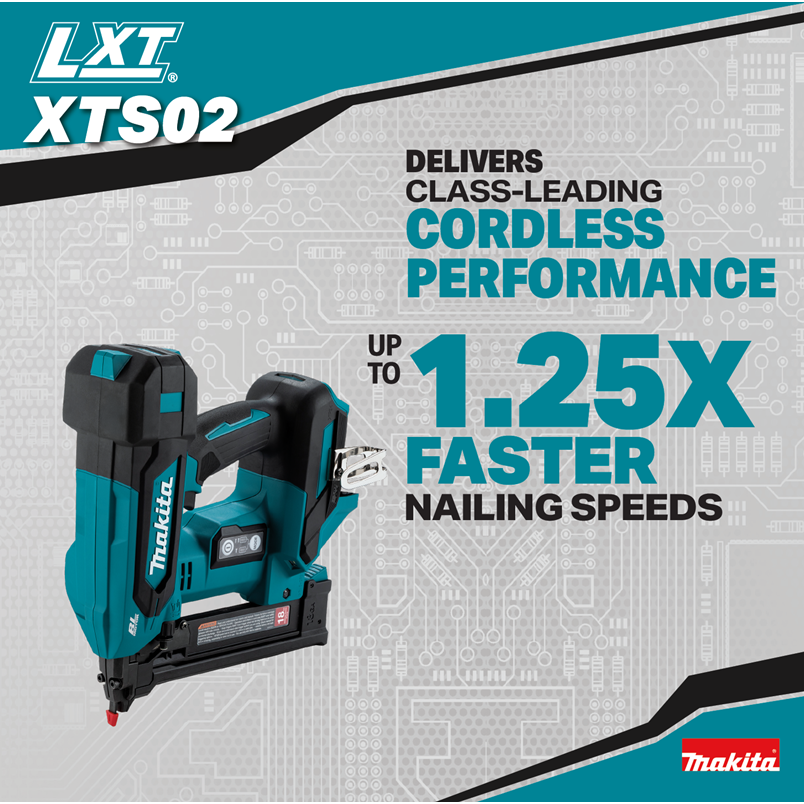 Makita XTS02Z 18V LXT Brushless Cordless 1/4-in. Narrow Crown 18-Gauge Stapler, Tool Only