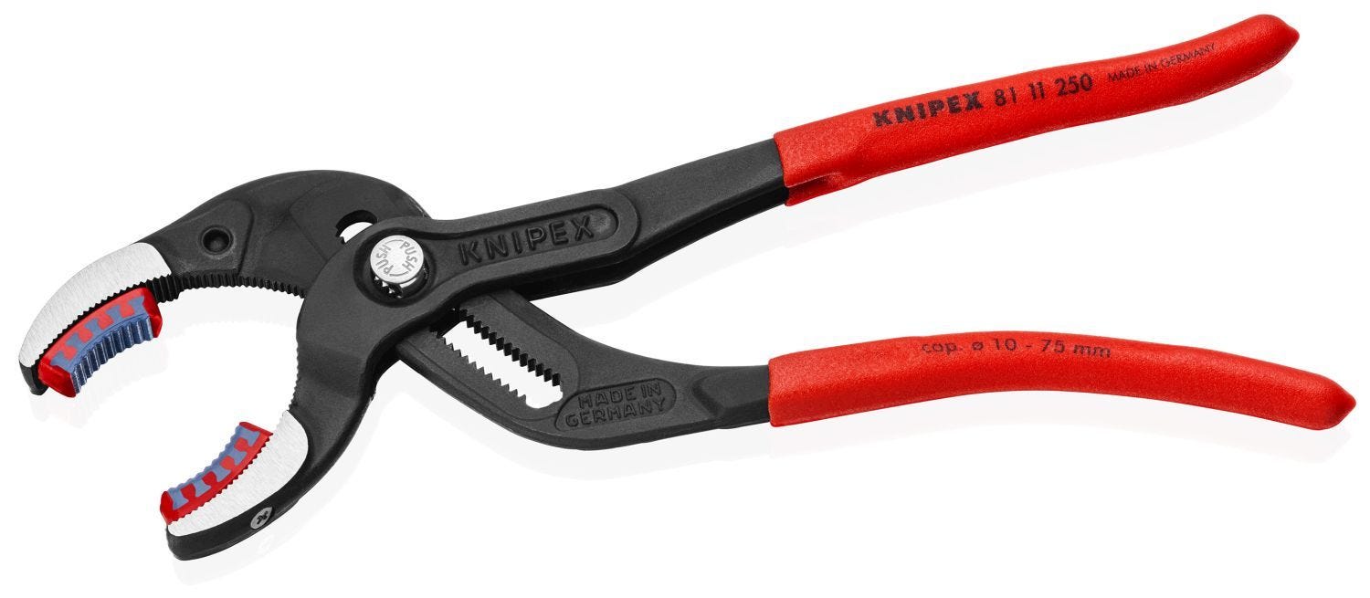Knipex 81 11 250 Pipe Gripping Pliers with Replaceable Plastic Jaws
