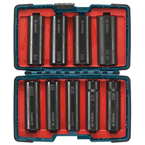 Bosch 27286 9-Piece Impact Tough Socket Set for 1/2" Drive