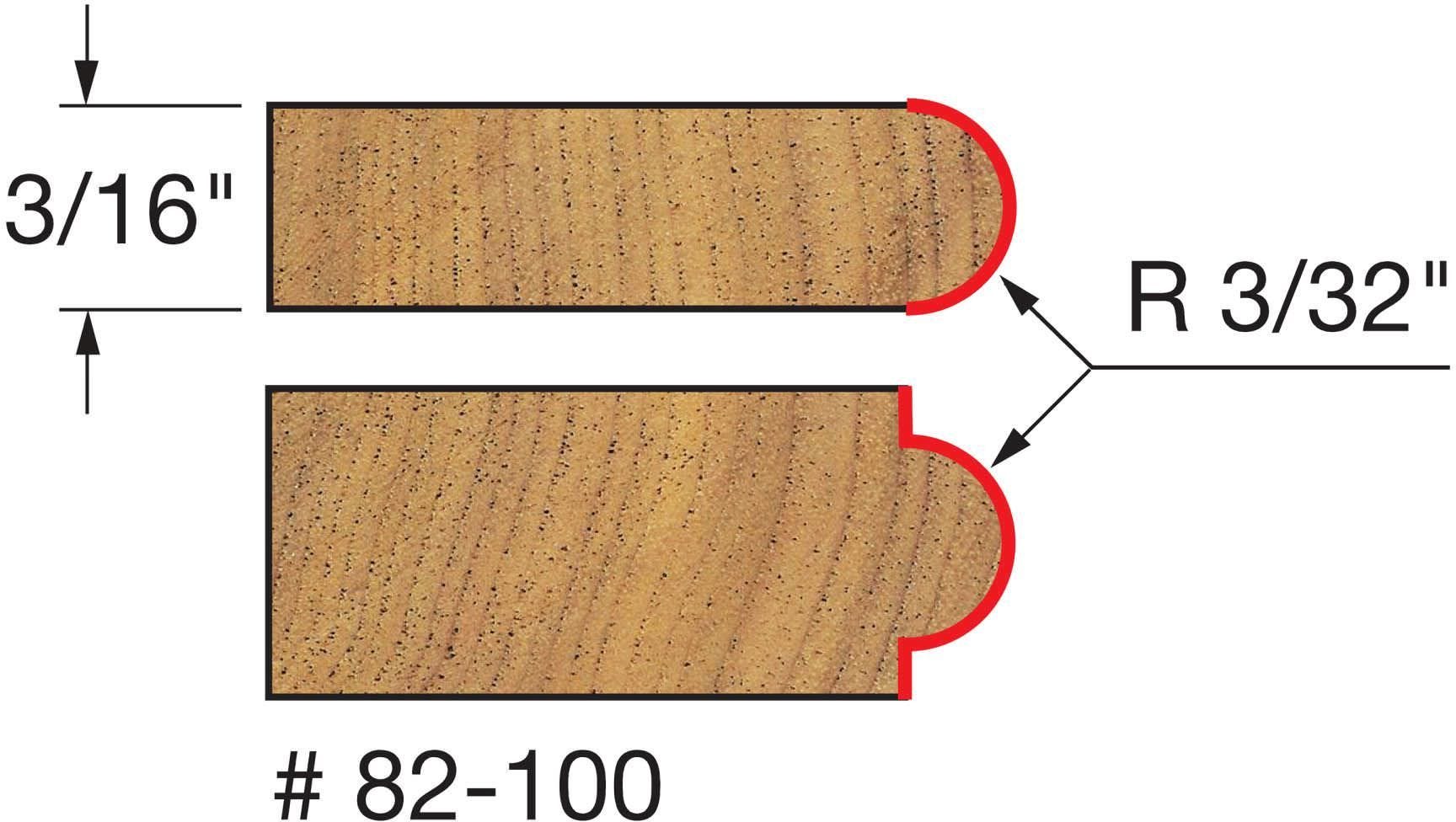 Freud 82-100 3/32-Inch Radius Half Round Router Bit