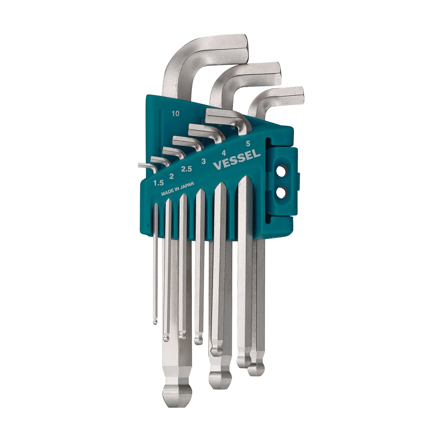 Vessel 8209BPSU Ball Point Hex L-Key Wrench Stubby 9-Piece Set