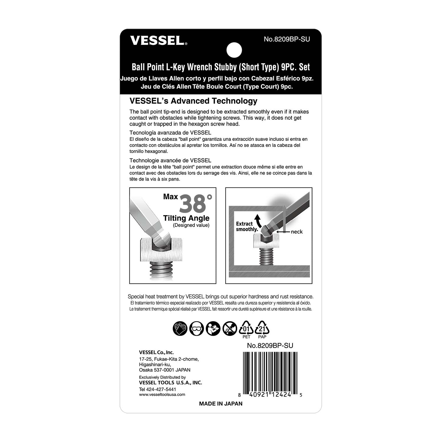 Vessel 8209BPSU hex key wrench angled-driving detail