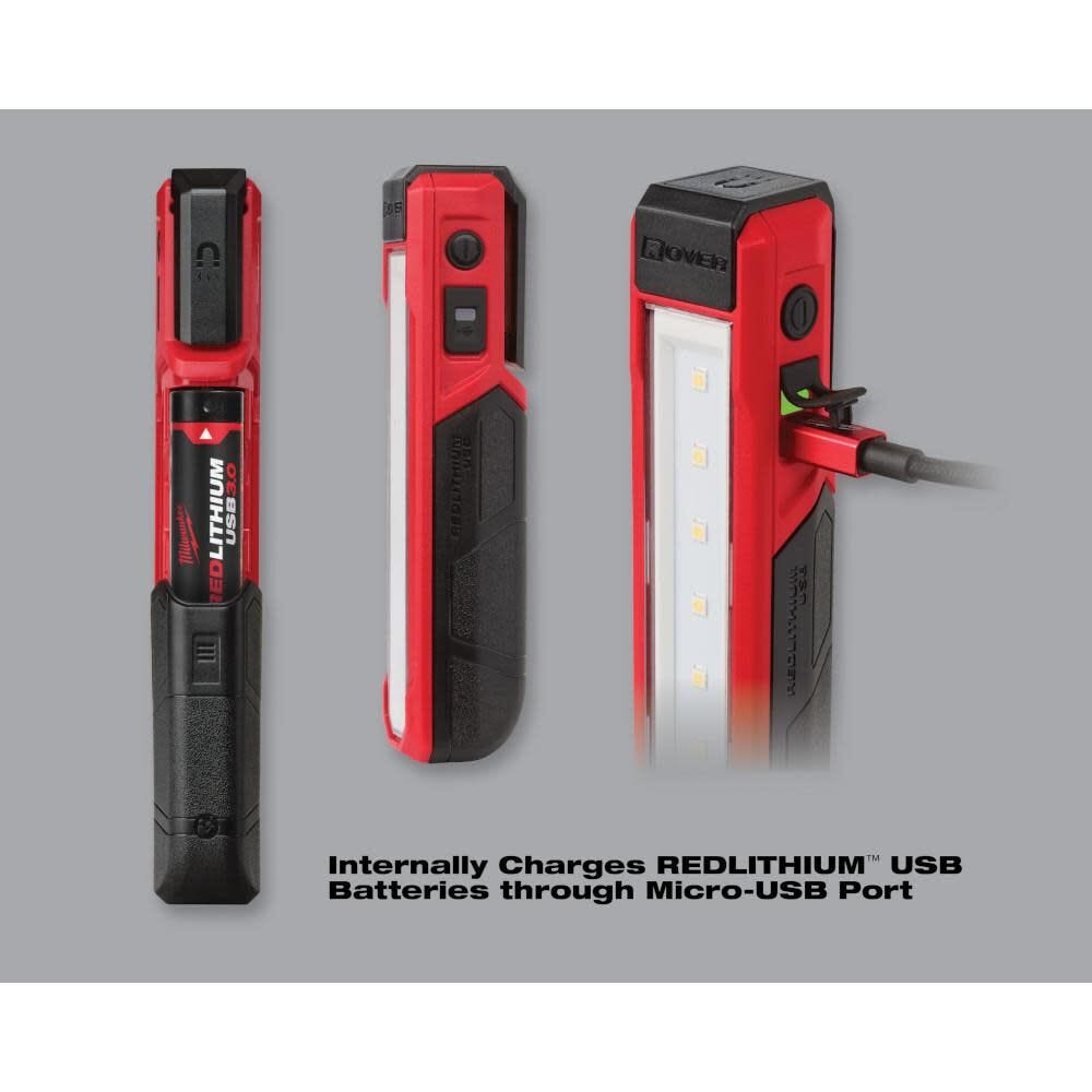 Milwaukee 445 Lumens LED REDLITHIUM USB Rover Pocket Flood Light Kit with Two USB 3.0 Ah Batteries