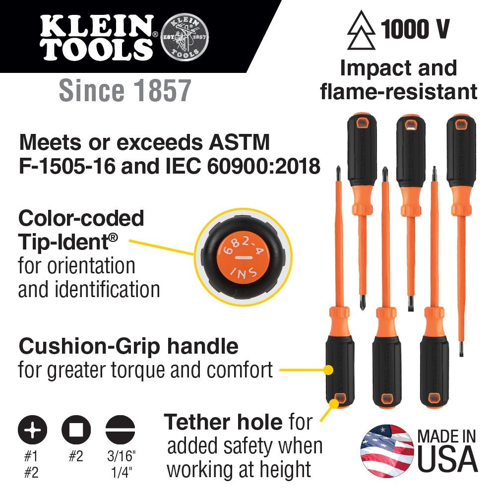 Klein Tools 85073INS Screwdriver Set, 1000V Insulated, 3-Piece